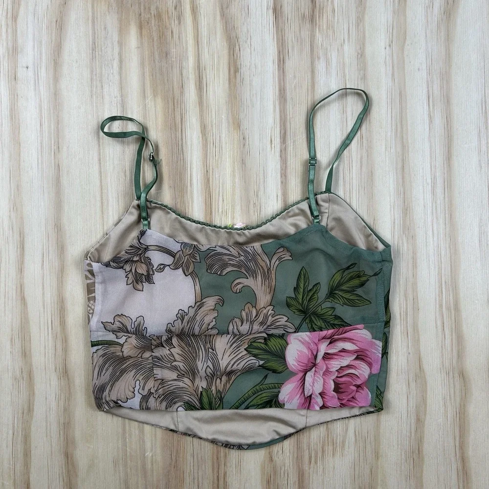 Tiger Mist Women's XS Floral Crop Top Spaghetti Strap Boho Y2K Summer